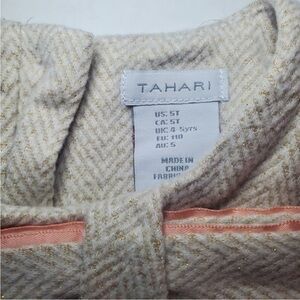 Tahari Cream and Gold Textured Dress